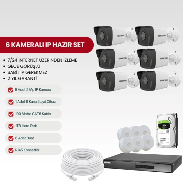 HIKVISION 6 KAMERALI IP TAK-ÇALIŞTIR KAMERA SETİ (DS-2IP6-S)