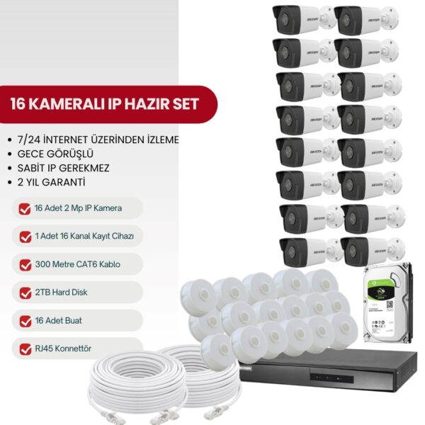 HIKVISION 16 KAMERALI IP TAK-ÇALIŞTIR KAMERA SETİ (DS-2IP16-S)