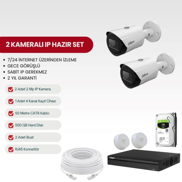 DAHUA 2 KAMERALI IP TAK-ÇALIŞTIR FULL-HD SET (DH-2IP2-S)