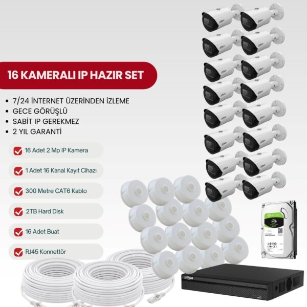 DAHUA 16 KAMERALI IP TAK-ÇALIŞTIR FULL-HD SET (DH-2IP16-S)