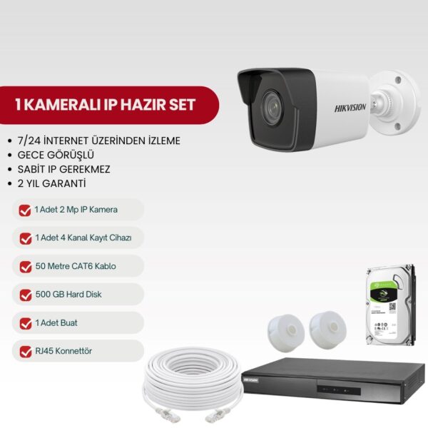 HIKVISION 1 KAMERALI IP TAK-ÇALIŞTIR KAMERA SETİ (DS-2IP1-S)