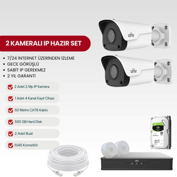UNV 2 KAMERALI IP TAK-ÇALIŞTIR FULL-HD SET (UNV-2IP2-S)