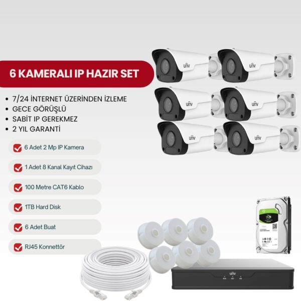 UNV 6 KAMERALI IP TAK-ÇALIŞTIR FULL-HD SET (UNV-2IP6-S)